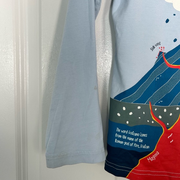 Mini Boden kids 8-9 years volcano weather graphic long sleeve shirt blue - Picture 5 of 9